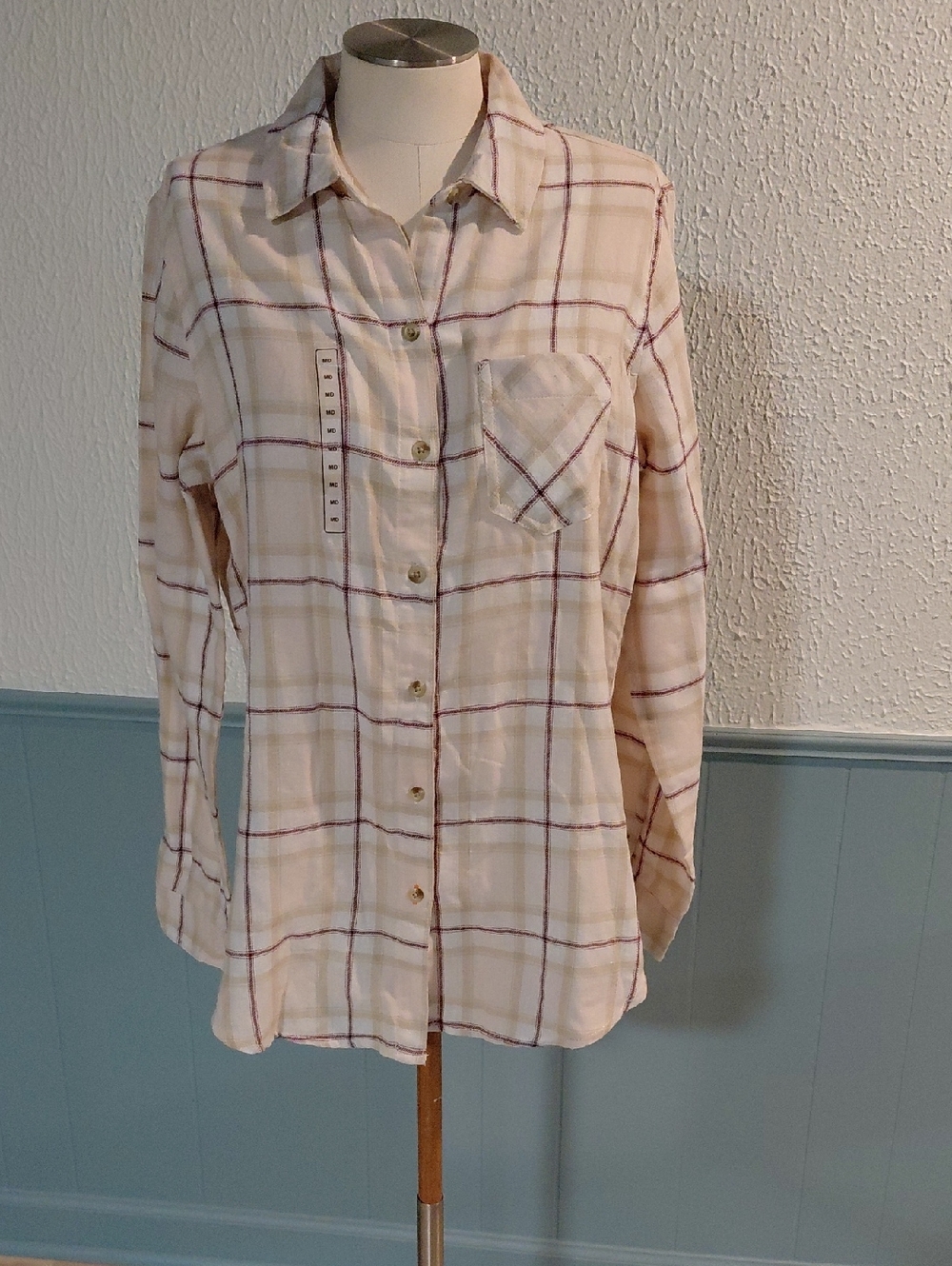 Field & Stream Cream Plaid Button-Up Shirt